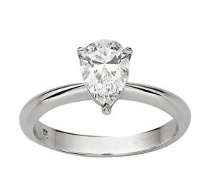 Pear shape diamond solitaire ring